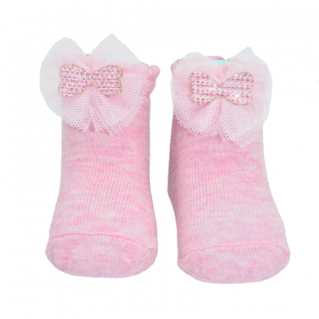 Sosete din bumbac cu fundita pentru fete Mini Junior SST-MJ2, Roz [2]