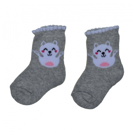 Sosete bebelusi si copii - Sosete flausate pentru fete, Mini Junior, SSTMJ-10G, Gri