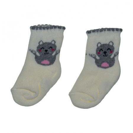 Sosete bebelusi si copii - Sosete flausate pentru fete, Mini Junior, SSTMJ-11G, Galben