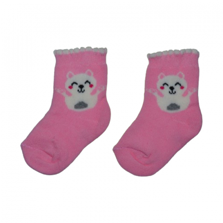 Sosete bebelusi si copii - Sosete flausate pentru fete, Mini Junior, SSTMJ-8R, Roz