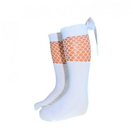 Sosete bebelusi si copii - Sosete lungi din poliamida 40DEN, cu fundita, pentru fete, Milusie 288443, Alb