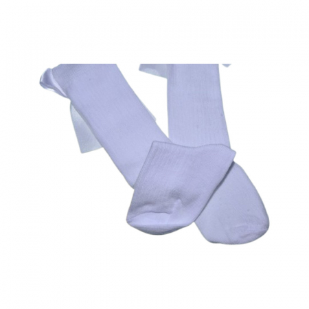 Sosete lungi, cu fundita, pentru fete, Mini Junior, SST2808A, Alb [2]
