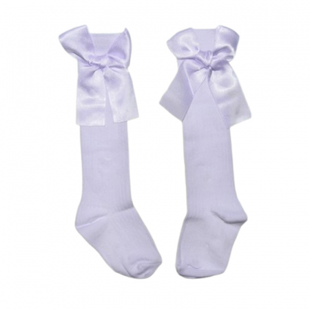 Sosete lungi, cu fundita, pentru fete, Mini Junior, SST2808A, Alb [1]