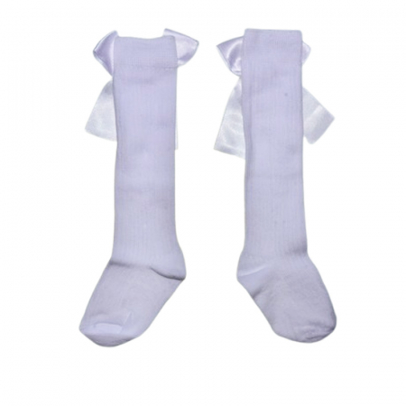 Sosete lungi, cu fundita, pentru fete, Mini Junior, SST2808A, Alb [3]