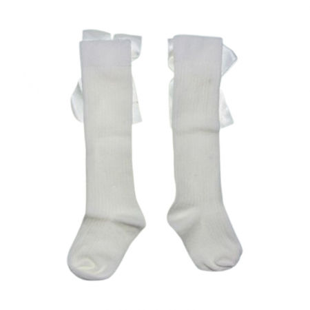 Sosete lungi, cu fundita, pentru fete, Mini Junior, SST2808C, Crem [2]