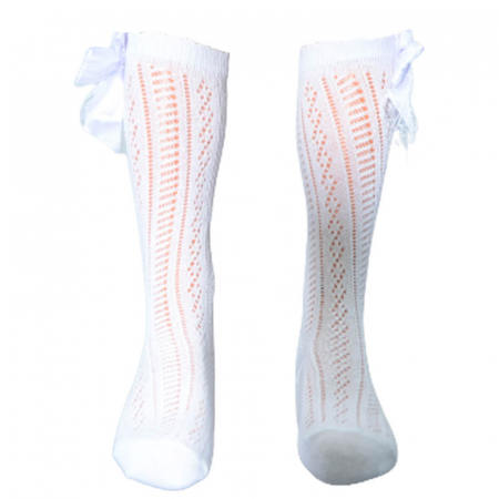 Sosete bebelusi si copii - Sosete lungi pentru fete Zual S-240323-A, Alb