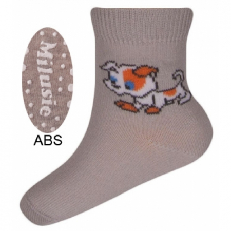 Sosete bebelusi si copii - Sosete pentru baieti cu ABS-Milusie B2213B-C1-9-10-cm, Gri