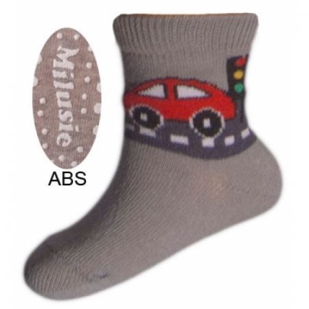 Sosete bebelusi si copii - Sosete pentru baieti cu ABS-Milusie B2213B-G-9-10-cm, Gri
