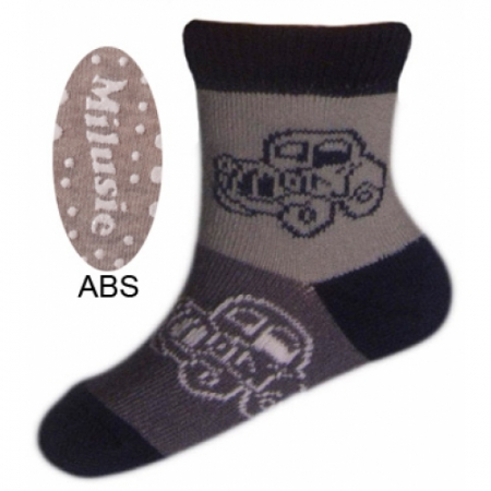 Sosete bebelusi si copii - Sosete pentru baieti cu ABS-Milusie B2213B-M2-9-10-cm, Gri