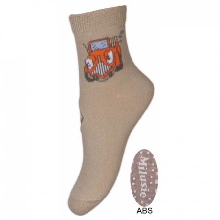 Sosete bebelusi si copii - Sosete pentru baieti cu ABS-Milusie B2214-C-13-14-cm, Crem