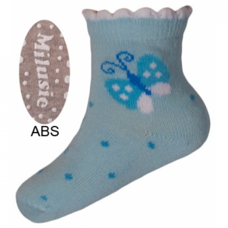 Sosete bebelusi si copii - Sosete pentru fete cu ABS Milusie B2213F-A1-7-8-cm, Gri