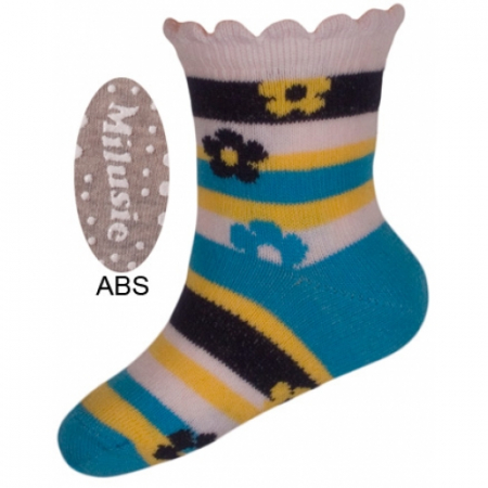 Sosete bebelusi si copii - Sosete pentru fete cu ABS Milusie B2213F-A3-7-8-cm, Gri