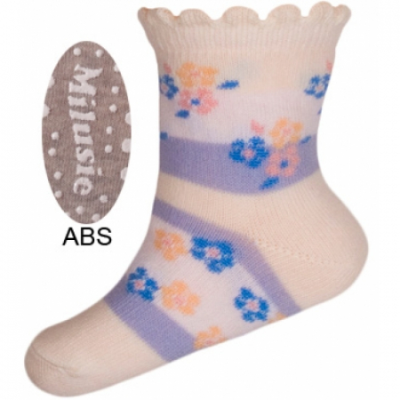 Sosete bebelusi si copii - Sosete pentru fete cu ABS Milusie B2213F-C-7-8-cm, Gri