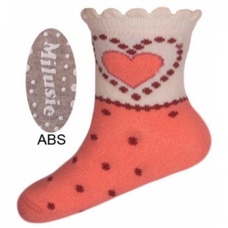 Sosete bebelusi si copii - Sosete pentru fete cu ABS Milusie B2213F-C1-7-8-cm, Gri