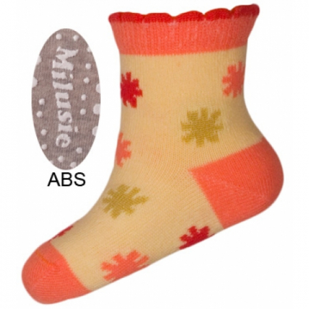 Sosete bebelusi si copii - Sosete pentru fete cu ABS Milusie B2213F-G-7-8-cm, Gri