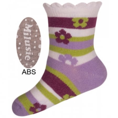Sosete bebelusi si copii - Sosete pentru fete cu ABS Milusie B2213F-M-7-8-cm, Gri