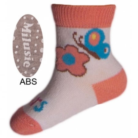 Sosete bebelusi si copii - Sosete pentru fete cu ABS Milusie B2213F-P-7-8-cm, Gri