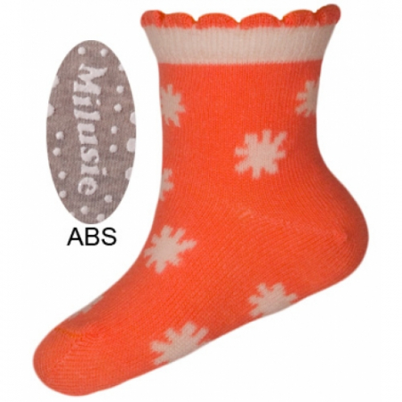 Sosete bebelusi si copii - Sosete pentru fete cu ABS Milusie B2213F-P1-7-8-cm, Gri