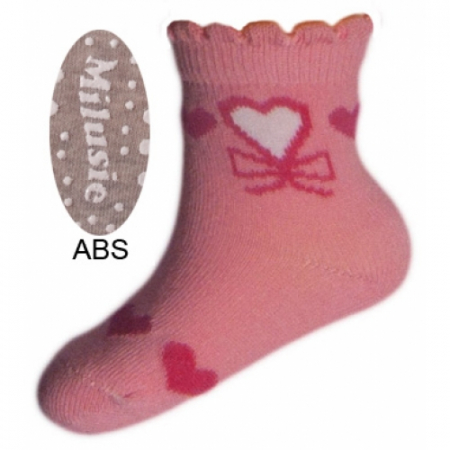 Sosete bebelusi si copii - Sosete pentru fete cu ABS Milusie B2213F-R-7-8-cm, Gri