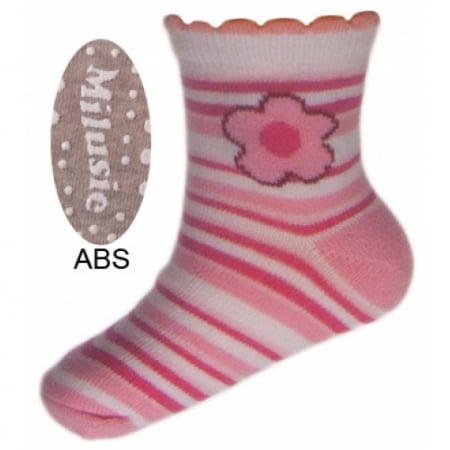Sosete bebelusi si copii - Sosete pentru fete cu ABS Milusie B2213F-R1-7-8-cm, Gri