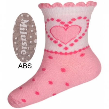 Sosete bebelusi si copii - Sosete pentru fete cu ABS Milusie B2213F-R10-7-8-cm, Gri