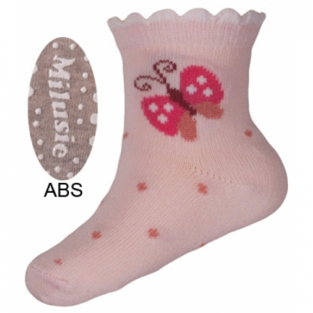 Sosete bebelusi si copii - Sosete pentru fete cu ABS Milusie B2213F-R2-7-8-cm, Gri