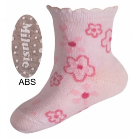 Sosete bebelusi si copii - Sosete pentru fete cu ABS Milusie B2213F-R3-7-8-cm, Gri