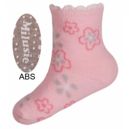 Sosete bebelusi si copii - Sosete pentru fete cu ABS Milusie B2213F-R4-7-8-cm, Gri