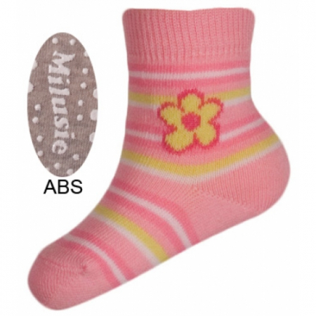 Sosete bebelusi si copii - Sosete pentru fete cu ABS Milusie B2213F-R5-7-8-cm, Gri