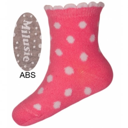 Sosete bebelusi si copii - Sosete pentru fete cu ABS Milusie B2213F-R6-7-8-cm, Gri