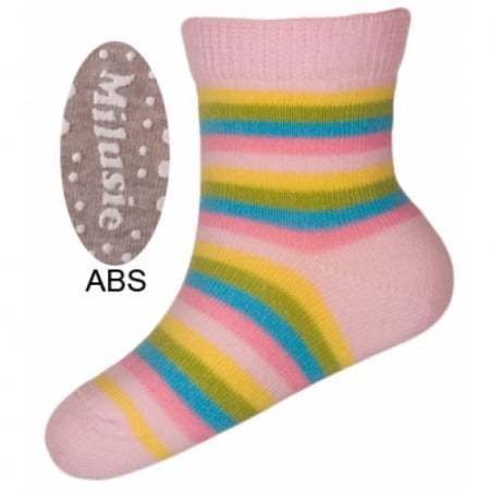 Sosete bebelusi si copii - Sosete pentru fete cu ABS Milusie B2213F-R7-7-8-cm, Gri