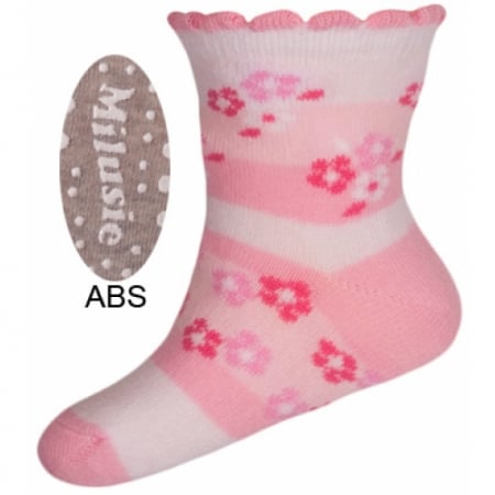 Sosete bebelusi si copii - Sosete pentru fete cu ABS Milusie B2213F-R8-7-8-cm, Gri