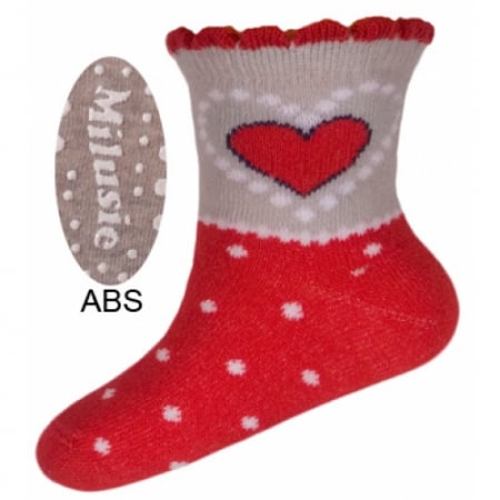 Sosete bebelusi si copii - Sosete pentru fete cu ABS Milusie B2213F-R9-7-8-cm, Gri