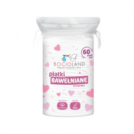 Igiena copiilor - Tampoane cosmetice 100 % bumbac, pentru bebeluși, 60 bucati, Bocioland 651585, Alb