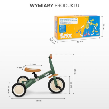 Tricicleta 4 in 1 pentru copii, Toyz Fox 322296, Verde [6]