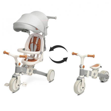 Tricicleta pentru copii 2 in 1 Caretero Faro TRFA-01, Gri [2]