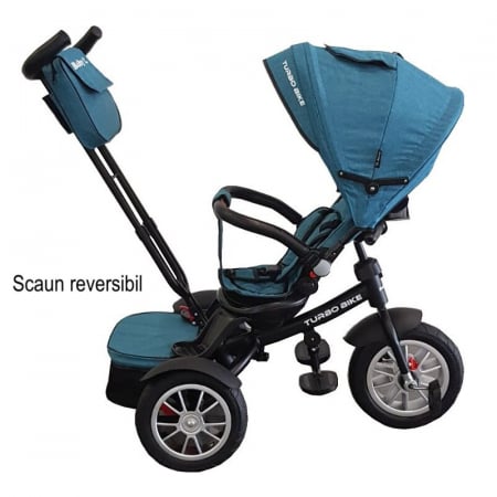 Tricicleta pentru copii cu pozitie de somn si scaun reversibil Turbo Bike 6019V, Verde [2]