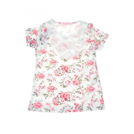 Tricouri fete - Tricou cu maneca scurta pentru fete Happy House CVC-1550-3, Multicolor