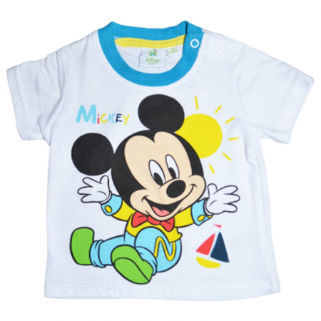 Tricouri baieti - Tricou cu maneca scurta pentru baieti Disney Mickey 250423-AL, Alb