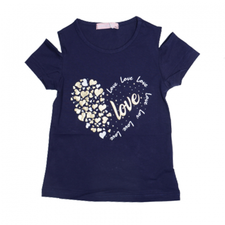 Tricouri fete - Tricou cu maneca scurta pentru fete Happy House WB-2940, Albastru