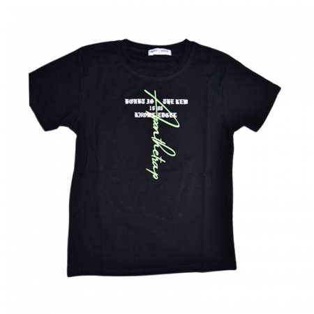 Tricouri baieti - Tricou cu maneca scurta pentru baieti, Happy House QQ-730N, Negru