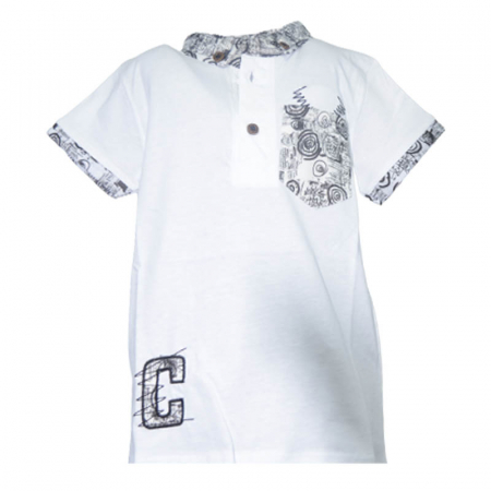 Tricouri baieti - Tricou cu maneca scurta pentru baieti Modima 180323-T, Alb