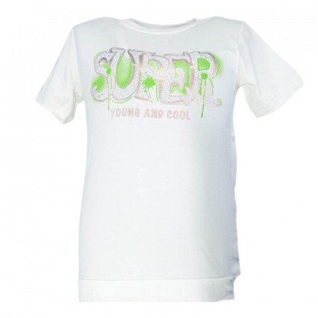 Tricouri fete - Tricou cu maneca scurta pentru fete OLC SVR 230323-B, Alb