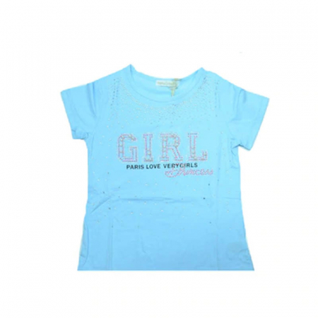 Tricouri fete - Tricou cu maneca scurta fetite Happy House FOFO-063AL, Albastru