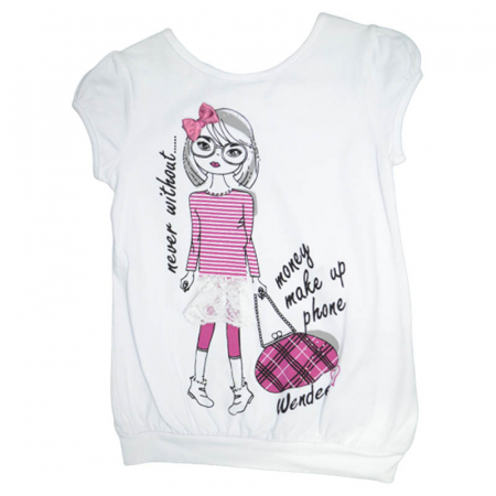 Tricouri fete - Tricou cu maneca scurta pentru fete Wendee DY102130-1, Alb