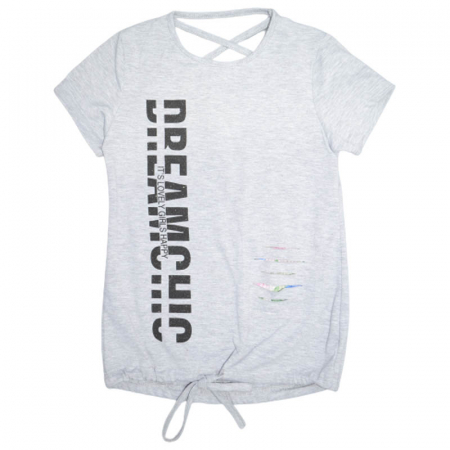 Tricouri fete - Tricou cu maneca scurta pentru fete Happy House WB-2225, Gri