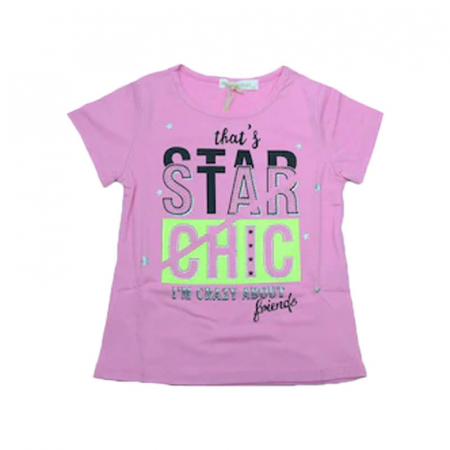 Tricouri fete - Tricou cu maneca scurta pentru fete Happy House FOFO-062R, Roz