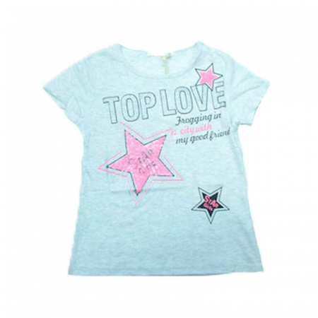 Tricouri fete - Tricou cu maneca scurta pentru fete Happy House FOFO-064A, Gri