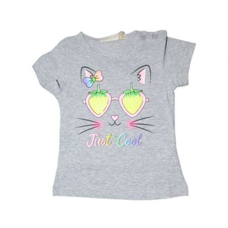 Tricouri fete - Tricou cu maneca scurta pentru fete Happy House HH361A, Gri