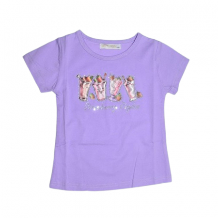 Tricouri fete - Tricou cu maneca scurta pentru fete, Happy House HH675M, Mov